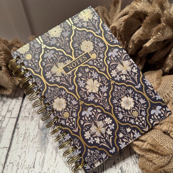 Floral Notebook Blue and Gold - Picture 1 of 2